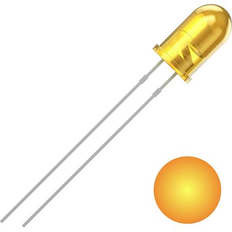 LED QUADRIOS, 5 mm, lumière jaune, boîtier jaune diffus, 700 mcd, 590 nm, 2,54 mm (1/2)
