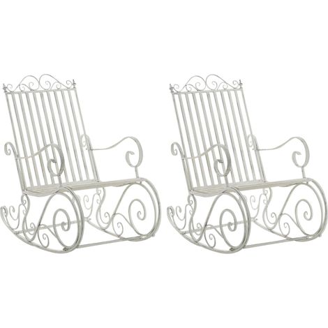Set de 2 Mecedoras de hierro Smilla Blanco antiguo