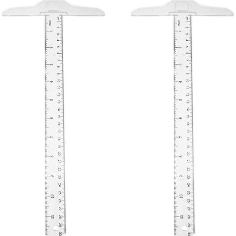 Volant en T plastique à double échelle de 30 cm, 2 pièces (1/5)