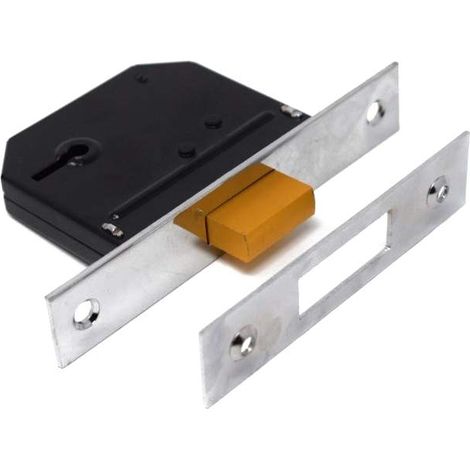 Serrure à 5 leviers en Acier à insérer dans Le Cadre de la Porte, plaques Anti-perçage et Boulon Mort Anti-scie 20 mm Chromé (1/5)