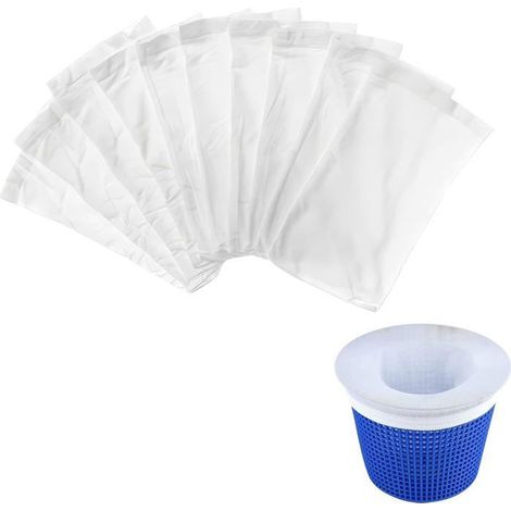 Chaussettes filtrantes pour skimmer Lot de 10 Nylon à mailles fines Filtration des impuretés Piscine et spa 22 x 13 cm (1/5)
