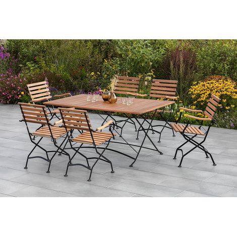 Schlossgarten Set 7tlg 6 Sessel Klapptisch 160x90cm