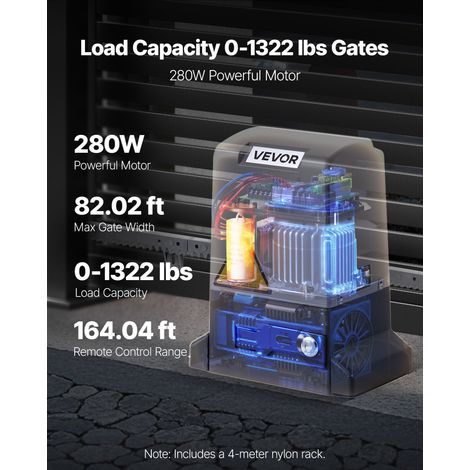 Motorisation de Portail Coulissant, 280 W, Ouvre-portail Automatique Électrique pour Portes 25 m 816 kg, Moteur de Porte Coulissant… (1/5)