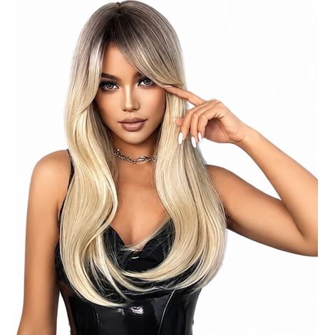 Perruque longue ondulée blonde balayage, lavable, facile à coiffer, perruque de haute qualité pour femme