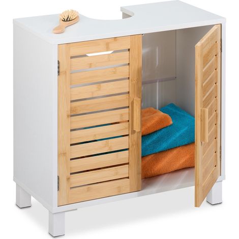 Mueble de lavabo con puertas de bambú