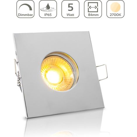 Einbauspot IP65 eckig - Farbe: Chrom - LED Leuchtmittel: GU10 5W warmweiß dimmbar (1/5)