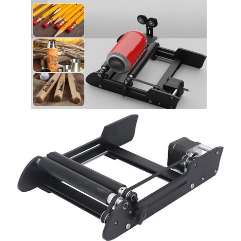 Axe rotatif pour gravure laser avec trois réglages ajustables, rotation à 360° pour la gravure d'objets cylindriques, rouleau rotatif axe Y, accessoires pour machine de gravure laser. (1/5)