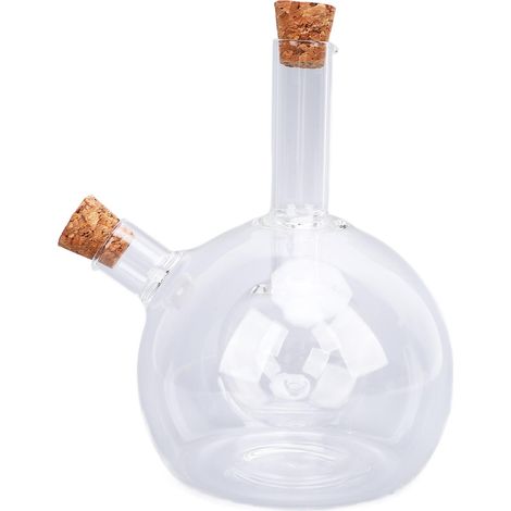 Distributeur d'huile d'olive et de vinaigre 2 en 1 en verre avec double bec verseur, flacon huilier-vinaigrier pour la cuisine (style 2). (1/5)