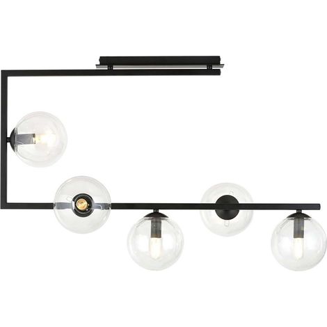 Plafoniera Minimal Nanna Acciaio Nero Trasparente 5 Luci E14 Ip20 (1/5)