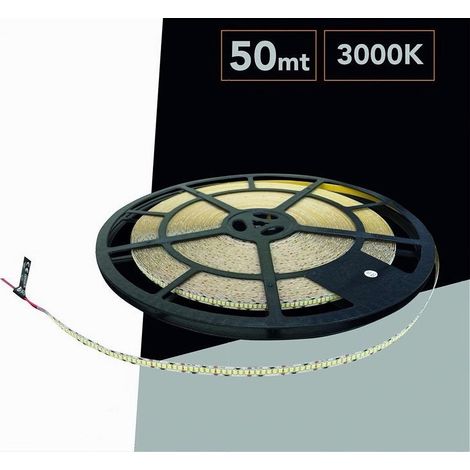 TrAdE Shop Traesio - Striscia Led Smd 2835 Bobina Da 50mt 24v Ip20 Luce 3000k 6500k 4000k 50m-24v-240 - -Bianco Caldo -