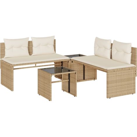 Maison Exclusive - 4-tlg. Garten-Sofagarnitur mit Kissen Beige Po (1/5)