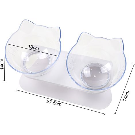 Gamelle Double pour Chat en Forme de Chat, Gamelle Inclinée Anti-Vomissement avec Support - Transparent