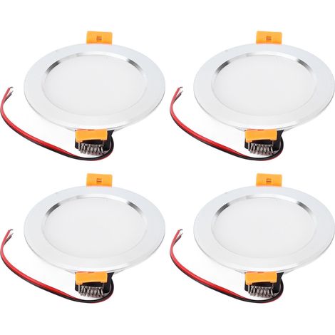 Lot de 4 spots LED ronds de 10 cm (4 pouces) pour plafonnier, 12 V CC, 3 W, blanc. Accessoires de modification pour camping-car, caravane et yacht. (1/5)