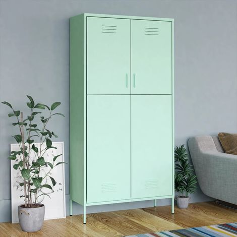 Vidaxl – Armoire vert menthe 90x50x180 cm – Acier – 4 étagères réglables – Capacité 100 kg – Avec bouches d'aération