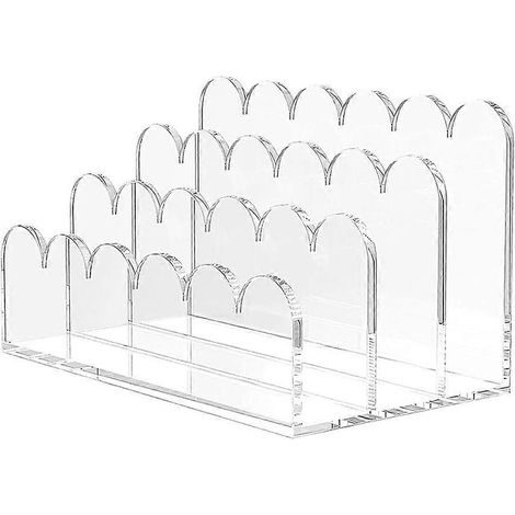 Set mit 1 Acryl-Briefablage mit 3 Fächern für Büro/Zuhause – Transparenter Dokumentensortierer mit gewelltem Rand, vertikaler Dokumentenhalter für Büro/Zuhause (1/5)