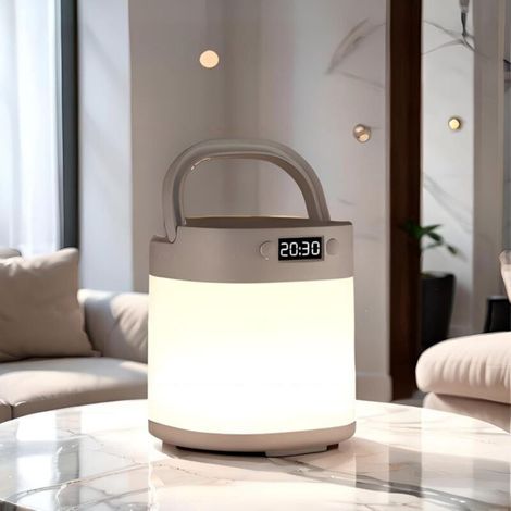 Baby Night Light, Portable LED Desk Lamp, with Digital Clock Display, Warm White Light, Handle Design, Touch Brightness Adjustment, Portable, Suitable for Camping (1/4)