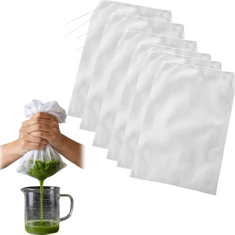 6-Piece 20x30cm Vegetable Milk Bags, Reusable Vegetable Milk Filter, Nut Milk Bags, Food Filter Bags, for Cheese, Fruit Juice, Coffee, Vegetable Juice (1/5)