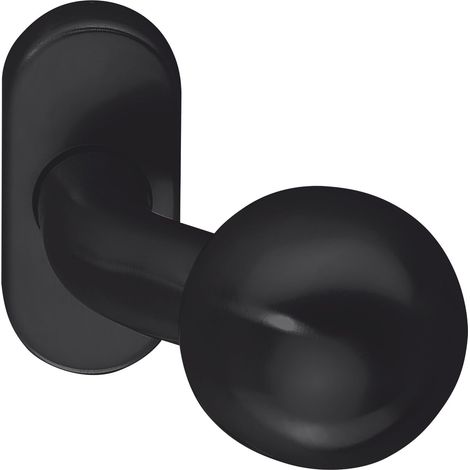 Türknopf fest auf Rosette oval, Edelstahl schwarz