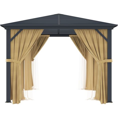 Rideaux pergola 360x360 cm polyester beige fermeture éclair (1/5)
