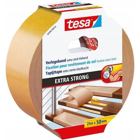 Cinta adhesiva de doble cara extrafuerte para alfombras Tesa, 25 m x 50 mm