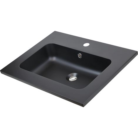Lavabo ad incasso mineral marmo colore nero opaco mobile composizione bagno misure 61x46 cm - confezione 1