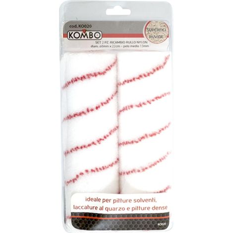 SET 2PZ RICAMBI RULLO IN NYLON 22CM PELO MEDIO 13MM