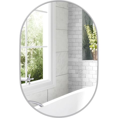 60cm Round Tempered Glass Bathroom Mirror - Silver Tone (1/5)