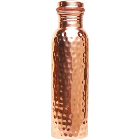 Bouteille d'Eau Ayurvédique en Cuivre Pur - 950 ml, Étanche, Sans Joint, Effet Martelé