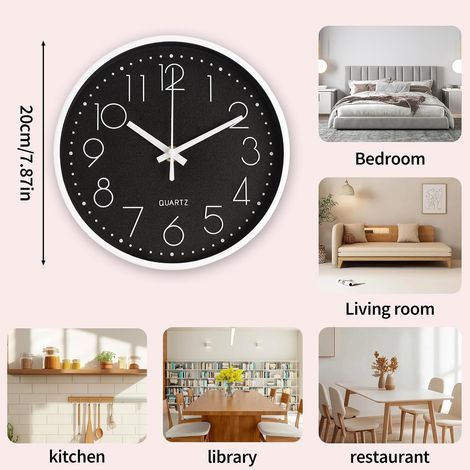 1 Horloge Murale, Silencieuse, Ronde, Design Moderne, Facile à Lire, Pour Salon Chambre Cuisine Bureau (1/5)