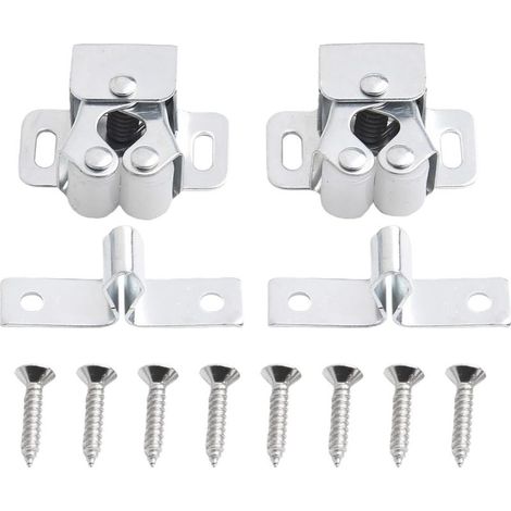 Lot de 2 loquets magnétiques à double rouleau, 5 mm - Zinc blanc (1/5)