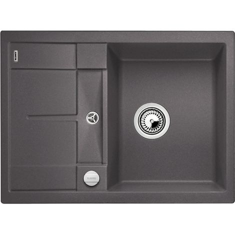 METRA 45 S Compact – Évier de Cuisine Rectangulaire en Granit pour Meubles Bas de 45 cm de Large – Égouttoir Réduit – Gris – 519573 (1/4)