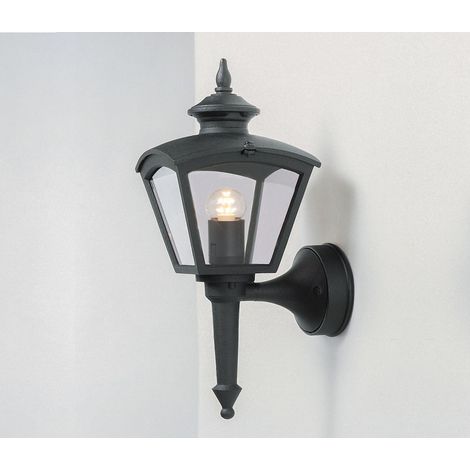 LED Außenwandleuchte Landhausstil, Aluminium Schwarz, Höhe 43cm (1/3)