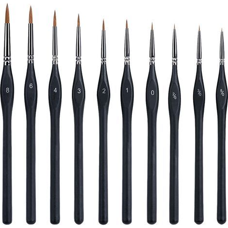 1 lot de 10 pinceaux de peinture, pinceau fin, mini pinceaux, pinceaux fins, petits pinceaux, micro pinceau, pinceau à pointe fine. (1/5)