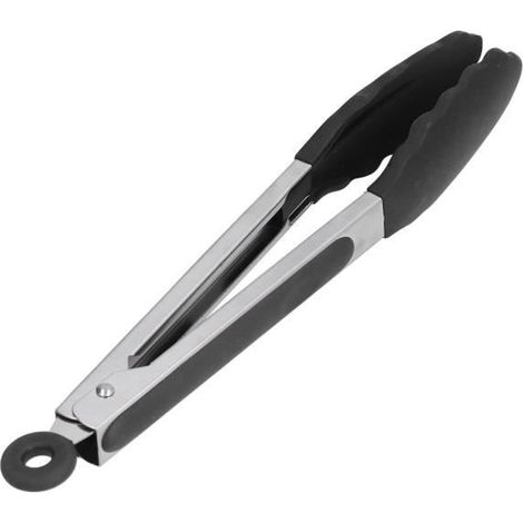 Pince à nourriture - TBEST - Pinces alimentaires en acier inoxydable anti-brûlure - Noir - Contemporain (1/4)