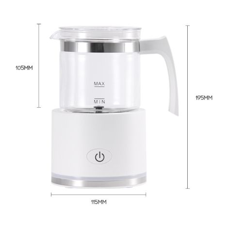 Mousseur à lait automatique blanc 220V norme UE, appareil 4 fonctions chaud froid mousse fine dense verre amovible pour café cappuccino latte (1/5)