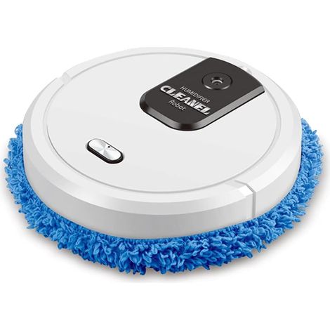 Robot spazzante, bagnato e asciutto 3 in 1 Robot Pulisci Pavimento Spazzare Aspirazione 60dB Basso Rumore Ricarica USB per Casa Office Workshop Studio Bianco