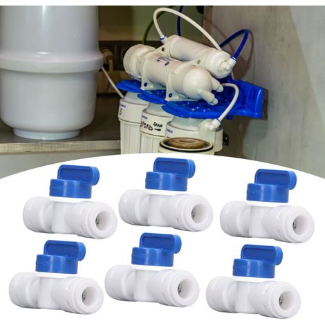 Robinet d'arrêt en ligne 10 pièces 3/8" polypropylène alimentaire pour osmoseur et tuyau PER (1/4)
