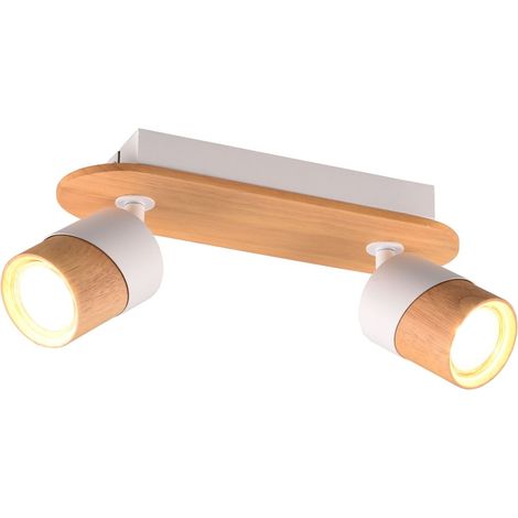 Faretto parete ARUNI legno chiaro 2 luci GU10 Trio (1/4)