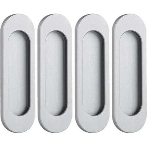 Lot de 4 poignées de porte coulissante ovales auto-adhésives en alliage d'aluminium sans perforation pour porte de grange (1/4)