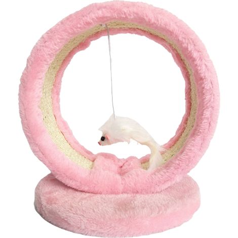 Chat griffant grotte griffe meulage rond cadre d'escalade jouet avec pendentif souris pour intérieur rose taille unique (1/5)