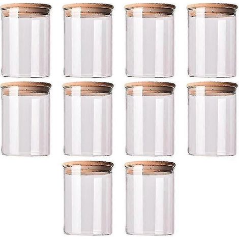 Ensemble de 10 bocaux hermétiques en verre et bambou avec couvercles, pour une organisation optimale de la maison, dans la cuisine et sur le plan de travail.-AquaForge (1/5)
