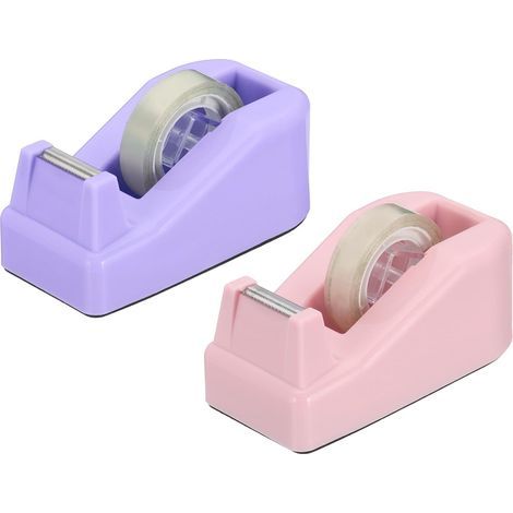 2pcs Desktop Tape Dispenser, Small Cute Tape Dispenser Stand for Desktop Tape, Pink Purple (1/5)
