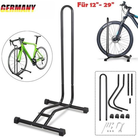 Support vélo au sol réglable, compatible roues 12 à 29 pouces, stationnement et entretien stable en acier robuste (1/5)