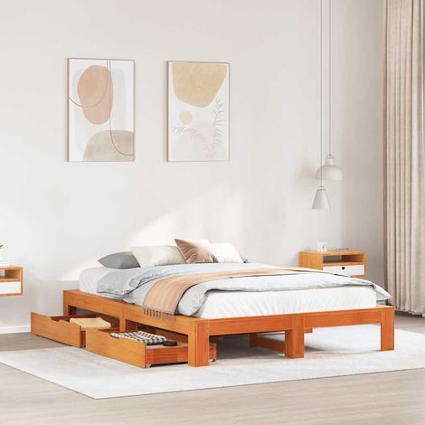 Letto senza Materasso Marrone Cera 160x200 cm in Legno di Pino vidaXL (1/5)