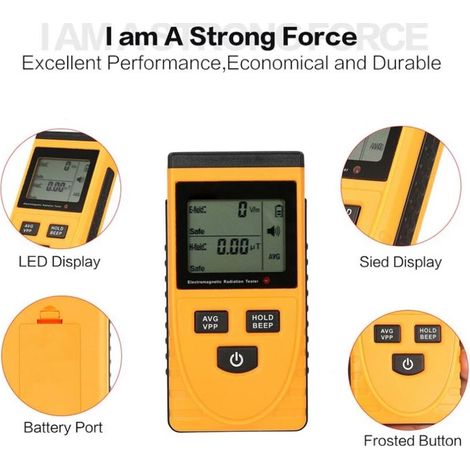 Détecteur de rayonnement électromagnétique numérique haute sensibilité, écran LCD, testeur de champ EMF, bande passante 5Hz-3500MHz (1/5)