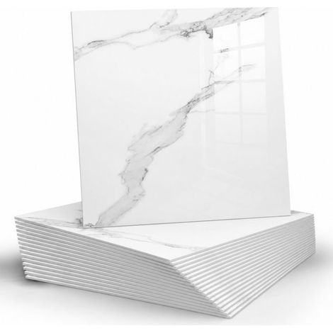 Credence adhesive pour cuisine 20PCS 30x30cm marbre blanc auto-adhésif facile poser imperméable pour cuisines et salles de bains (1/3)