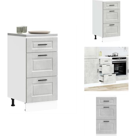 Armoire de cuisine Porto gris béton bois d'ingénierie - Armoire De Cuisine - Armoires De Cuisine - Meuble D'évier - Meuble D'évier De Cuisine (1/5)