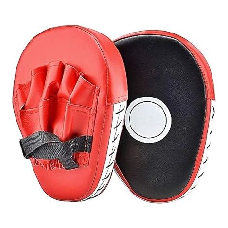 1 Pair Kickboxing Muay Thai Karate Taekwondo Martial Art Training Pads for Combat Sports Training Pads Red Black 10" x 7.5" x 1.8" (1/5)
