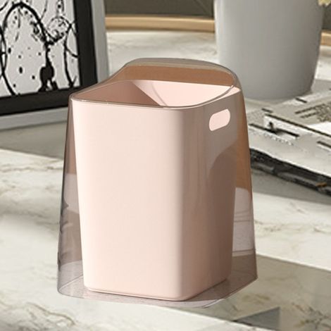 Poubelle de bureau minimaliste, créative et ouverte, de grand diamètre et de petite taille, jolie poubelle de rangement pour la chambre et le salon, rose. (1/5)