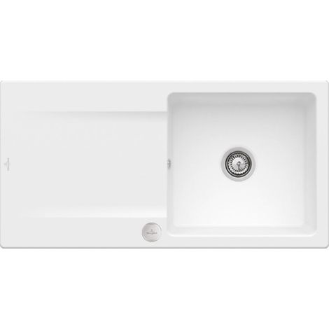 VILLEROY ET BOCH Siluet 60 Stone White CeramicPlus fregadero con desagüe automático (1/5)